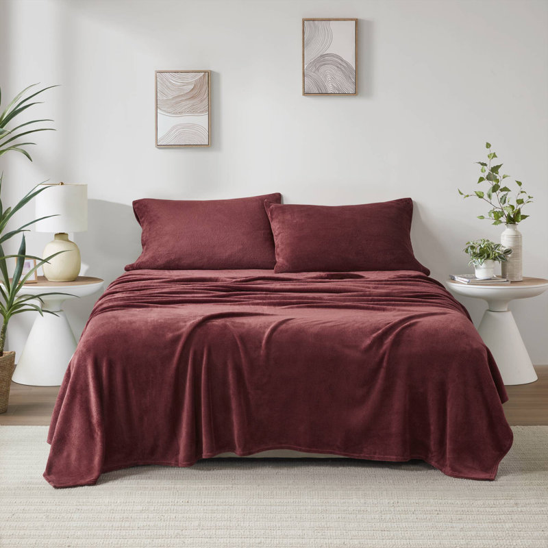Micro Plush Sheet Set, Burgundy, King Sheet Set