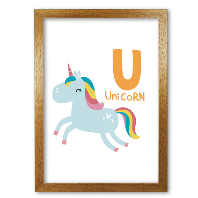 Alphabet Animals, U Is For Unicorn - Single Picture Frame Print
