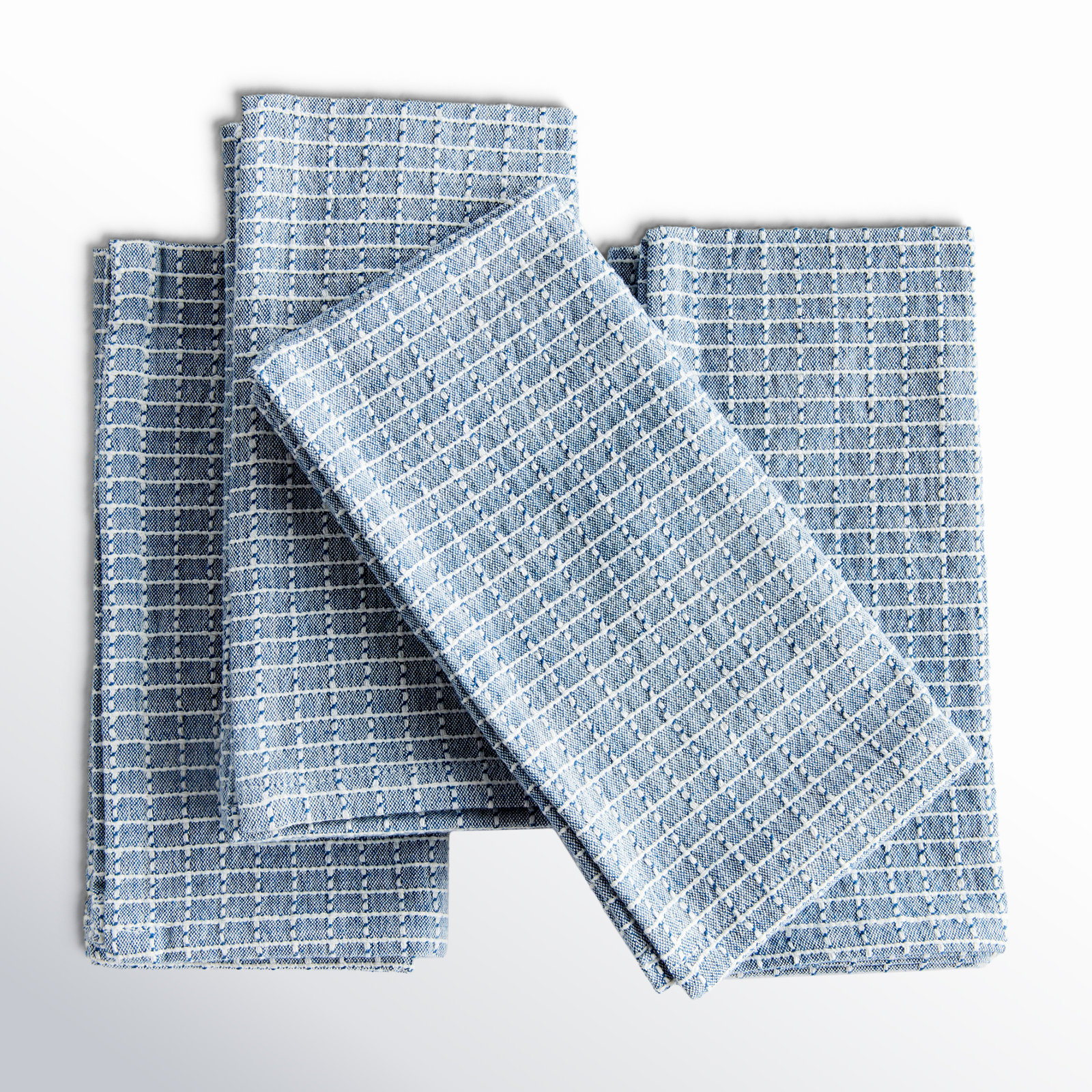 Atoka Reversible Cotton Napkin, Textured Grid	, Hemmed