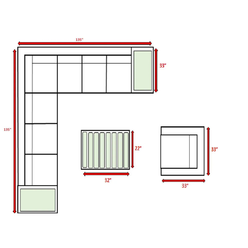 Ensemble de conversation de terrasse en osier pour 7 personnes avec coussins - entièrement assemblé