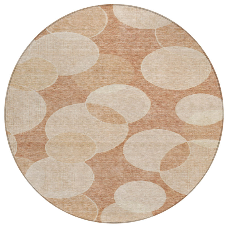Machine Washable Indoor/Outdoor Chantille Coral Rug, Round 8'