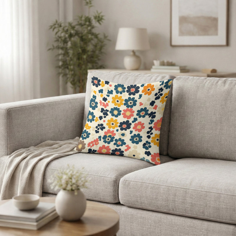 Coussin Patchwork - Coussin à imprimé campagnard, H 16 po x l 16 po