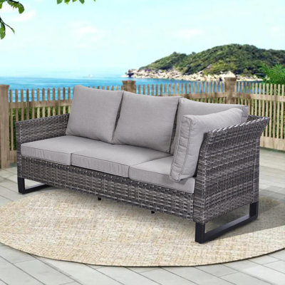 Deb 71.26" Wide Outdoor Wicker U-Shaped Patio Sectional with Cushions by Red Barrel Studio