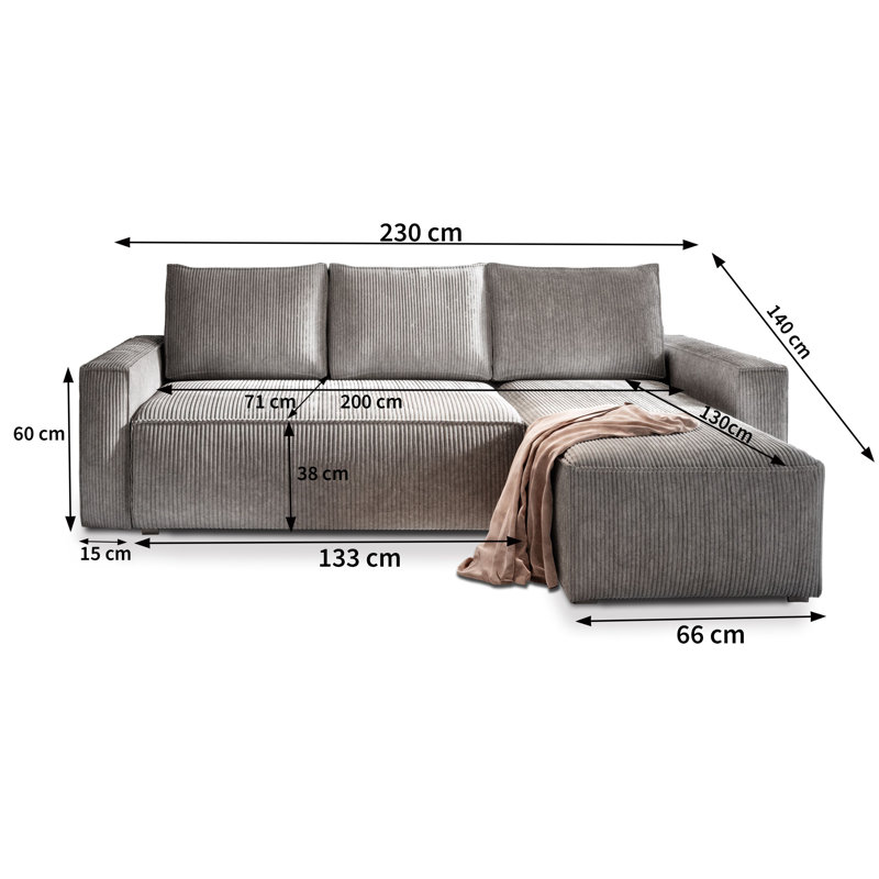 Shanett 3 Seater CornerSectional, Beige