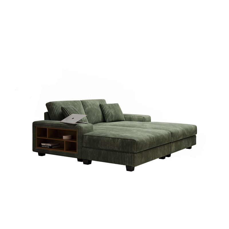 Canapé-lit convertible, tissu velours côtelé, canapé-lit moelleux moderne, fauteuil-lit double surdimensionné., Vert
