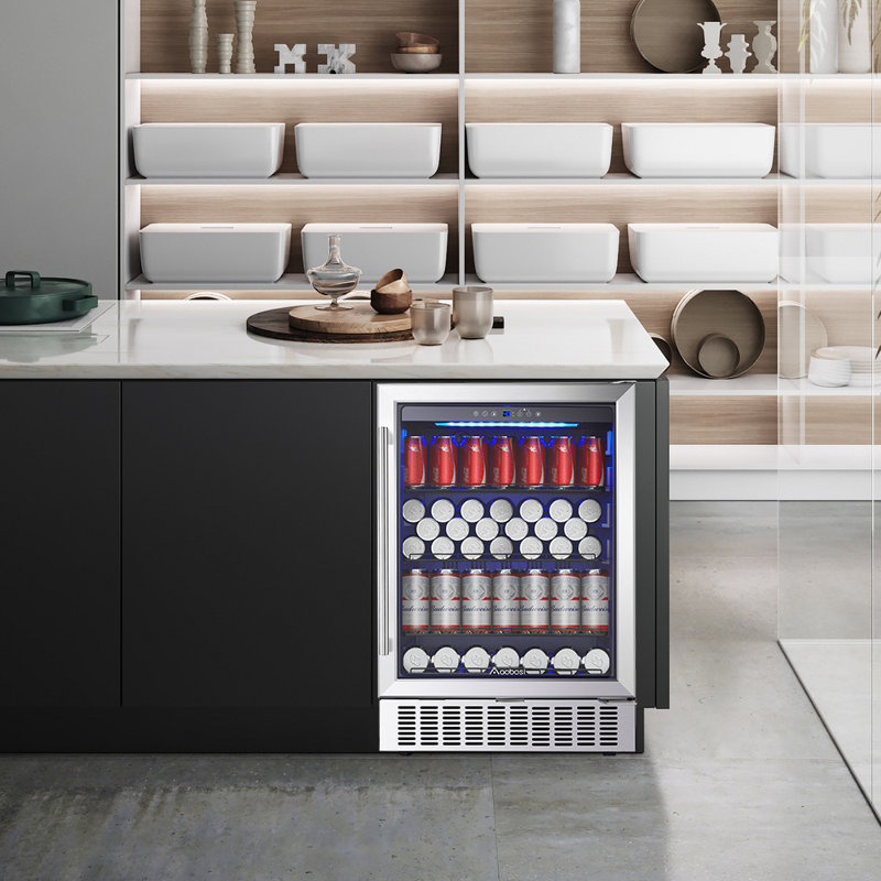 AOBOSI 23.43'' W 164 Cans (12 oz.) 5.04 Cubic Feet Beverage Cooler