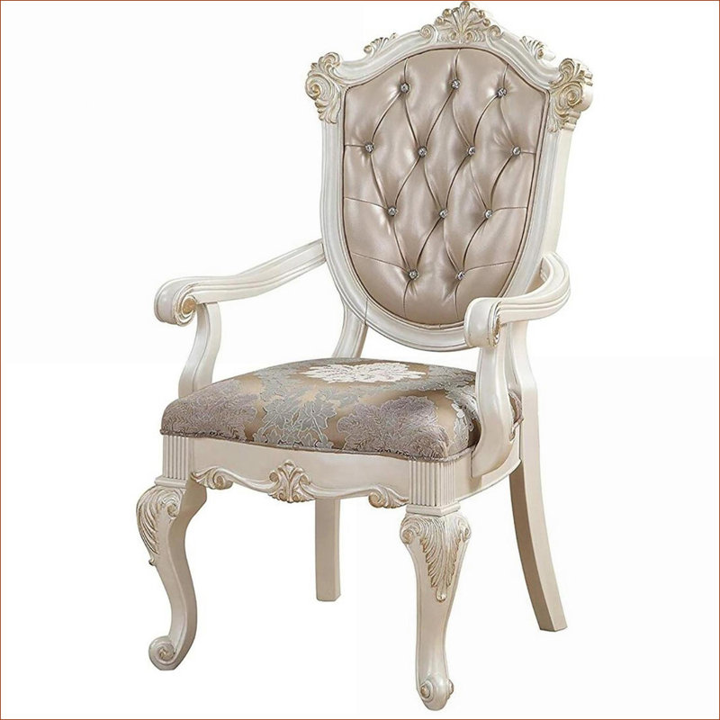 Ensemble de 2 fauteuils d'appoint capitonnés, structure en or rose et blanc cassé, sièges supplémentaires pour les adultes du salon