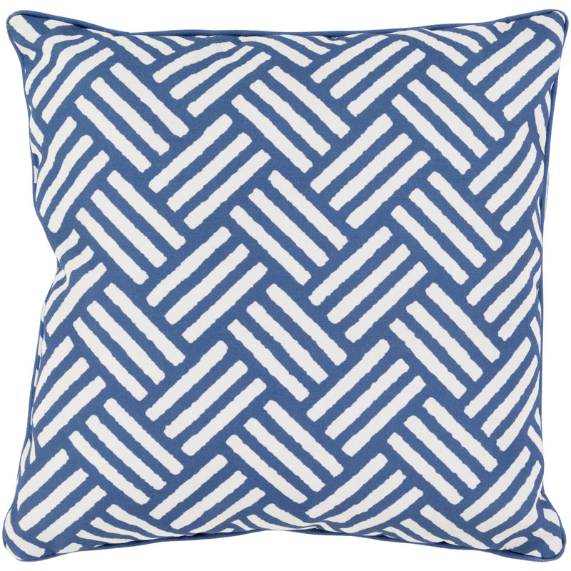 Geometric Indoor/Outdoor Reversible Throw Pillow, 20" x 20", Navy