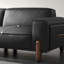 Canapé Mid-Century moderne, canapé en cuir véritable avec bois massif, canapé noir-105275525-105275523