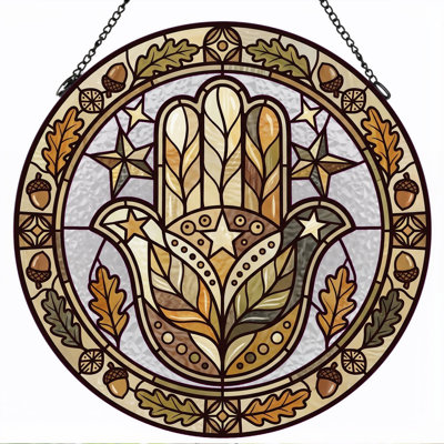Panneau de vitrail Hamsa ， 7,8H