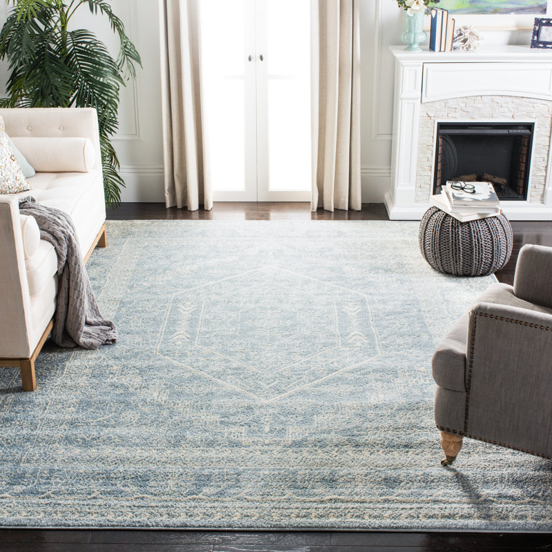 Stromsburg Oriental Area Rug, Blue/White/Neutral, Rectangle 91 x 152 cm
