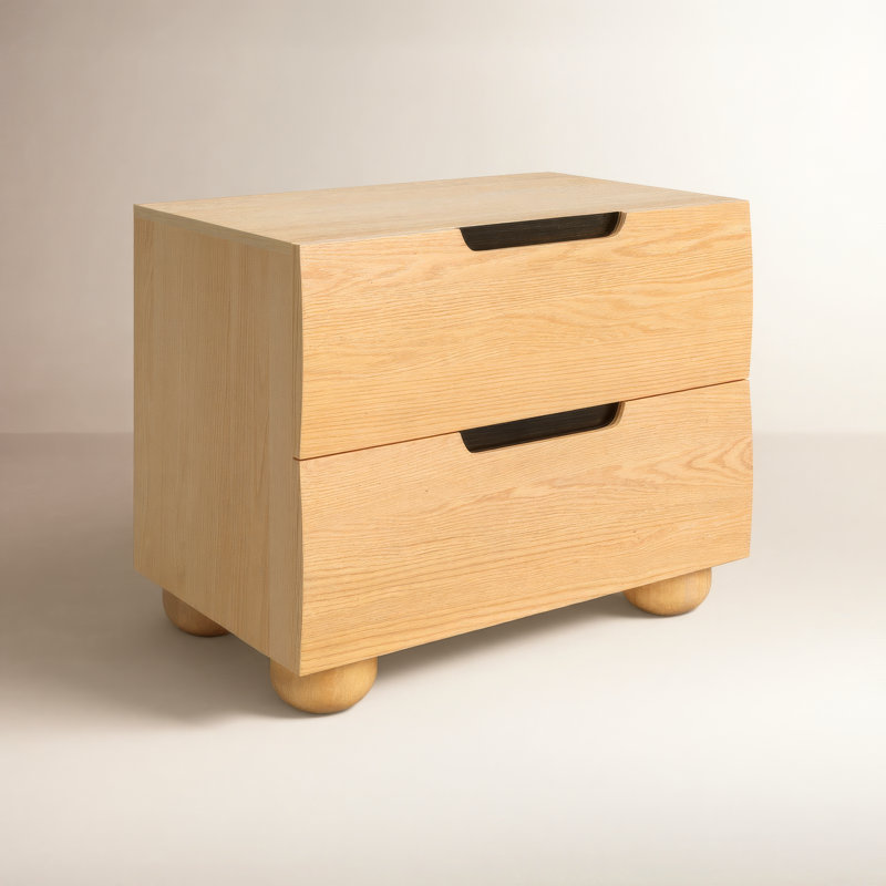 Table de chevet 2 tiroirs Estelle Beethoven, Naturel