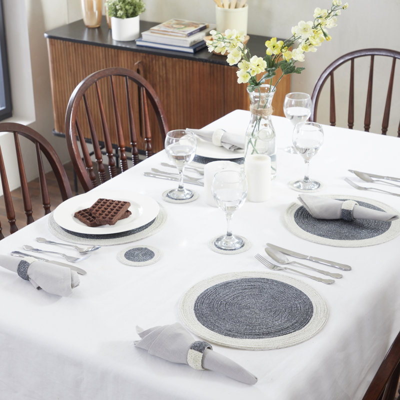 Cromwell Glass Patchwork Round, Grey/White