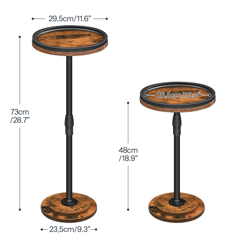 Small Round End Table, Adjustable Height Sofa Side Table