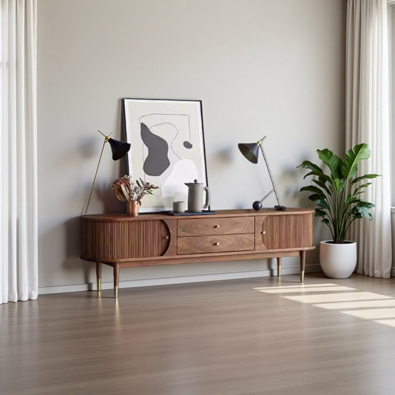 Meuble télé en bois de frêne massif, H 19,68 po x L 78,74 po x l 15,74 po