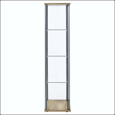3-Shelf Clear Glass Curio Cabinet with Heavy Gauge Metal Frame