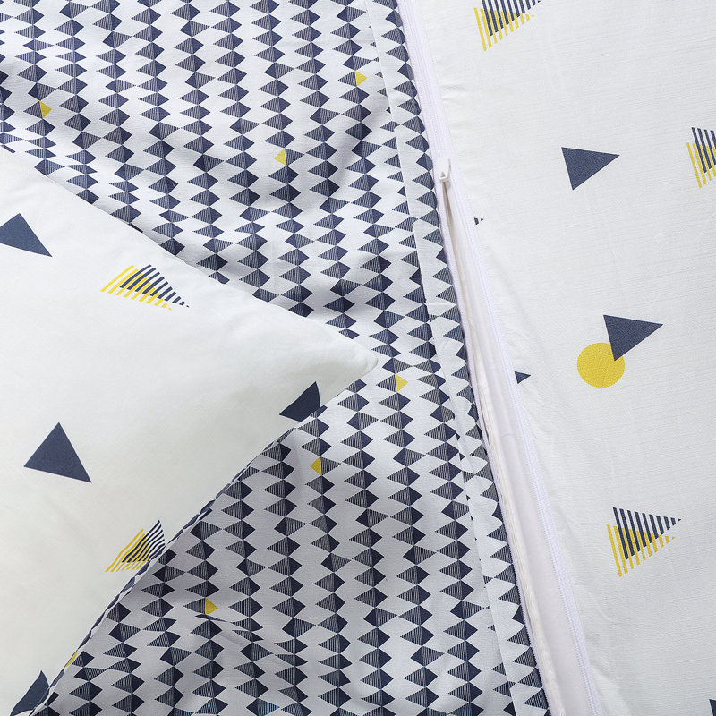 Cotton Percale Geometric Shapes Duvet Cover, Queen Duvet Cover + 2 Shams