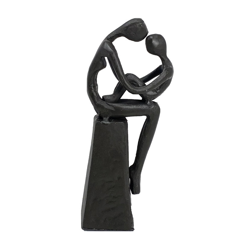 Jenna MOTHER & CHILD SITTING Iron Figurine 18cm, Mocha