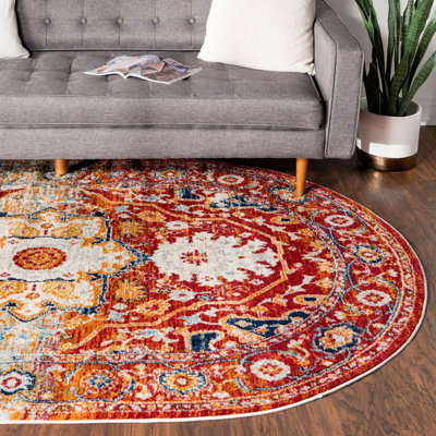 Hagedorn Oriental Area Rug in Grey/Blue/Orange