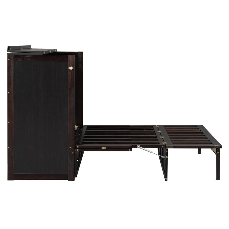 Lit escamotable double avec grands tiroirs Versa, Brun