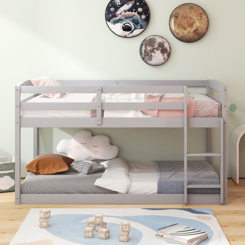 Gurtej Kids Twin Over Twin Bunk Bed, Gray
