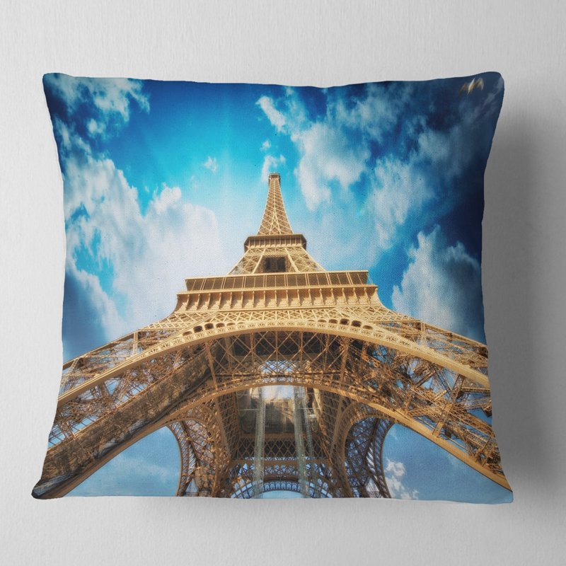 Oreiller de la belle vue de la tour de paris eiffel, Carré 18 po x 18 po