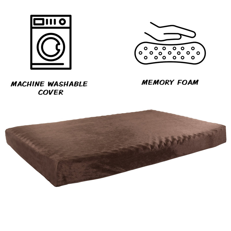 Orthopedic Memory Foam Pet Bed, Large (27" W x 46" D x 4" H), Brown