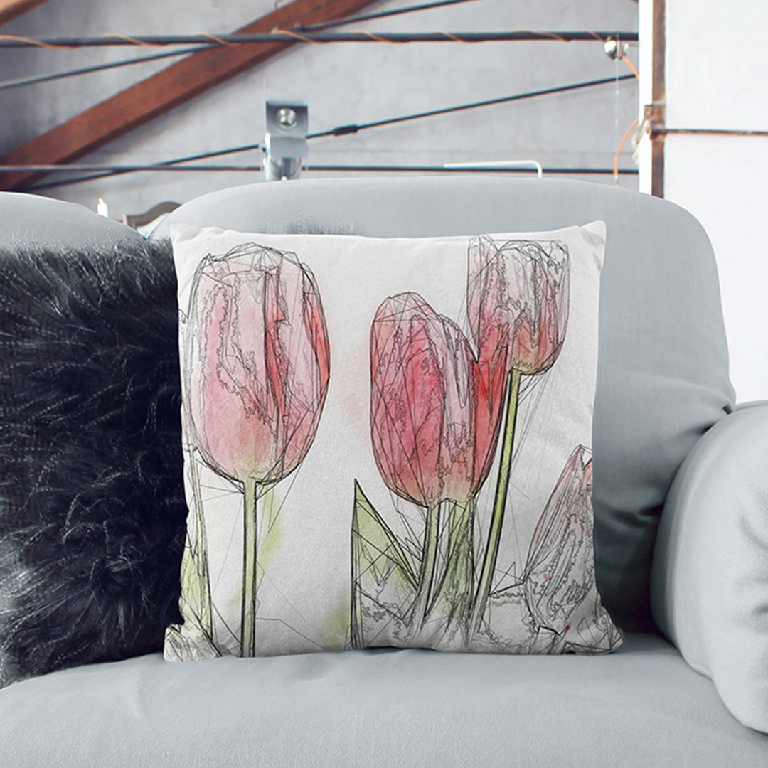 Beautiful Tulips Cushion with Filling