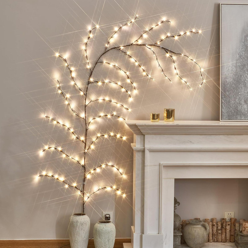 Willow Vine Lighted Garland With Timer 8FT 160 LED Fairy Lights, Pre-Lit Garland With Lights 8 Functions With Remote Control For Mantel Fireplace Wall Patio And Holiday Decor