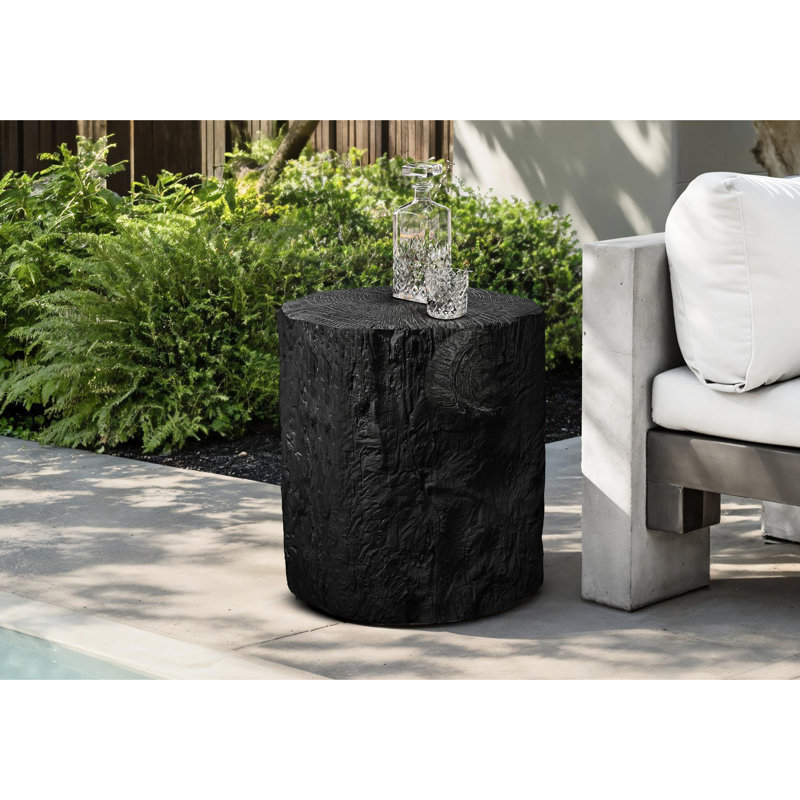 Table d'appoint ronde noire, 25 po, idéale pour les espaces intérieurs et extérieurs, conception moderne, fabrication en oxyde de magnésium, sans assemblage, plateau lisse, L 22,83 po x l 25,44 po, limite de poids de 30 lb, utilisation de tambour