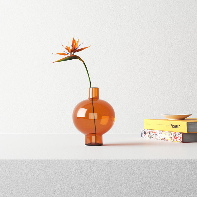 Vase de table en verre Geri, Chêne doré