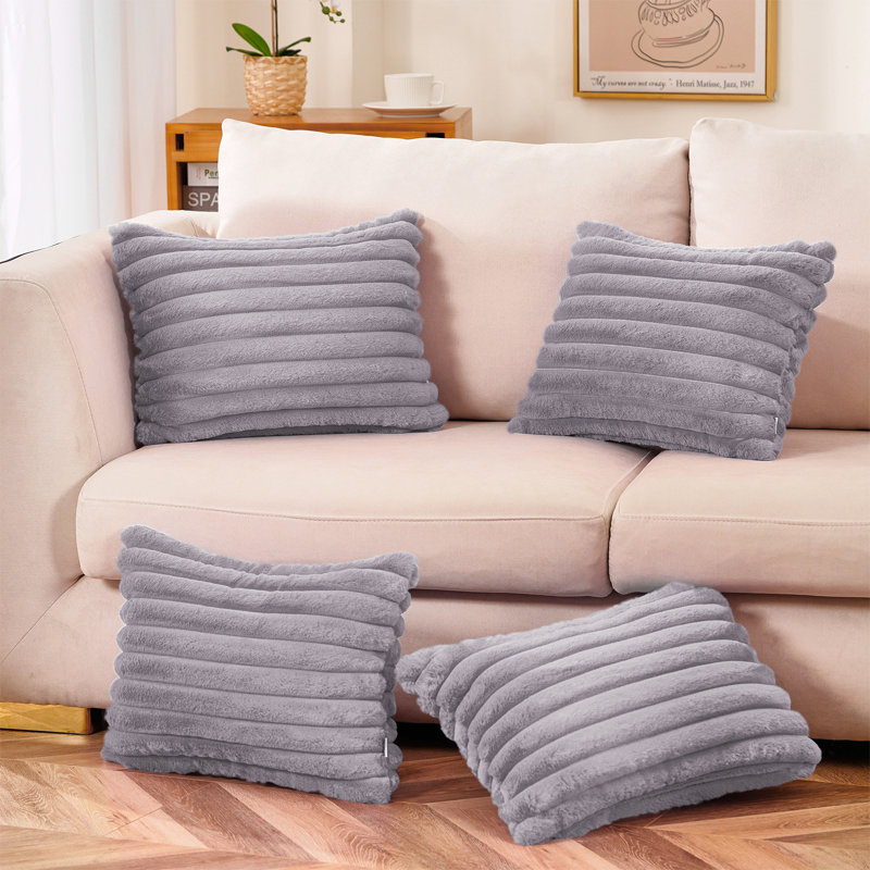Coussin , Housse de coussin seulement - sans coussin, gris