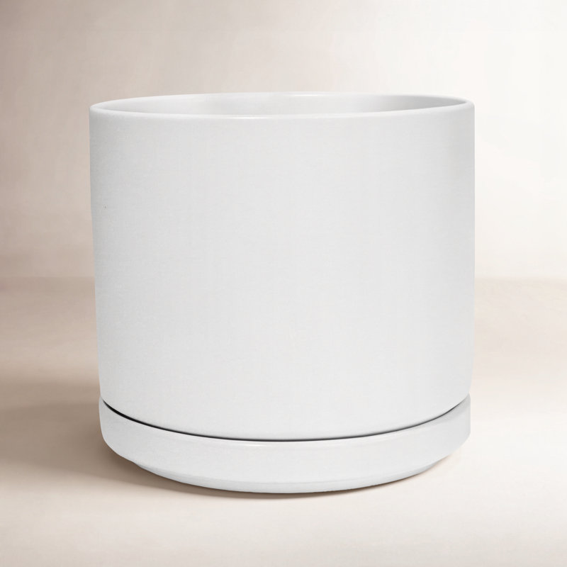 Pot de fleurs en céramique Cheryl, Blanc, H 6,1 po x l 6,75 po x P 6,75 po