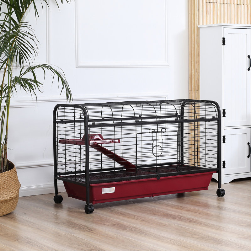Cage à lapins et furets de 41 po de L - Comprend une mangeoire, des roues, une plateforme et une rampe avec