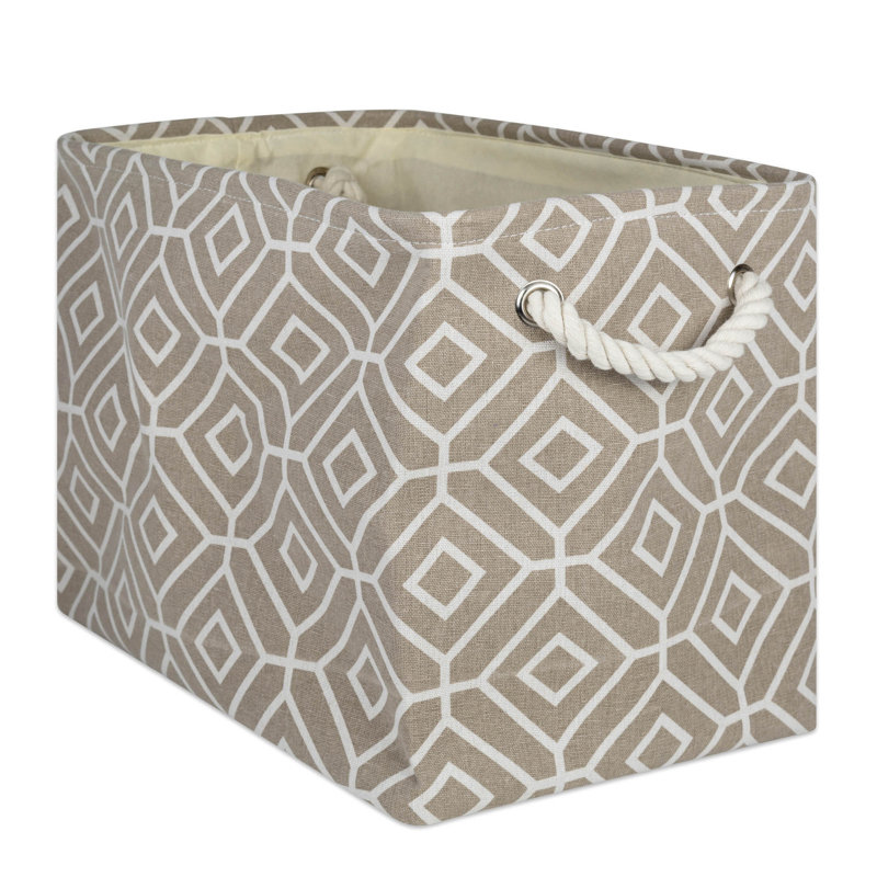 Trule Amado Fabric Decorative Bin, 15" H x 12" W x 17.75" D, Stone Brown