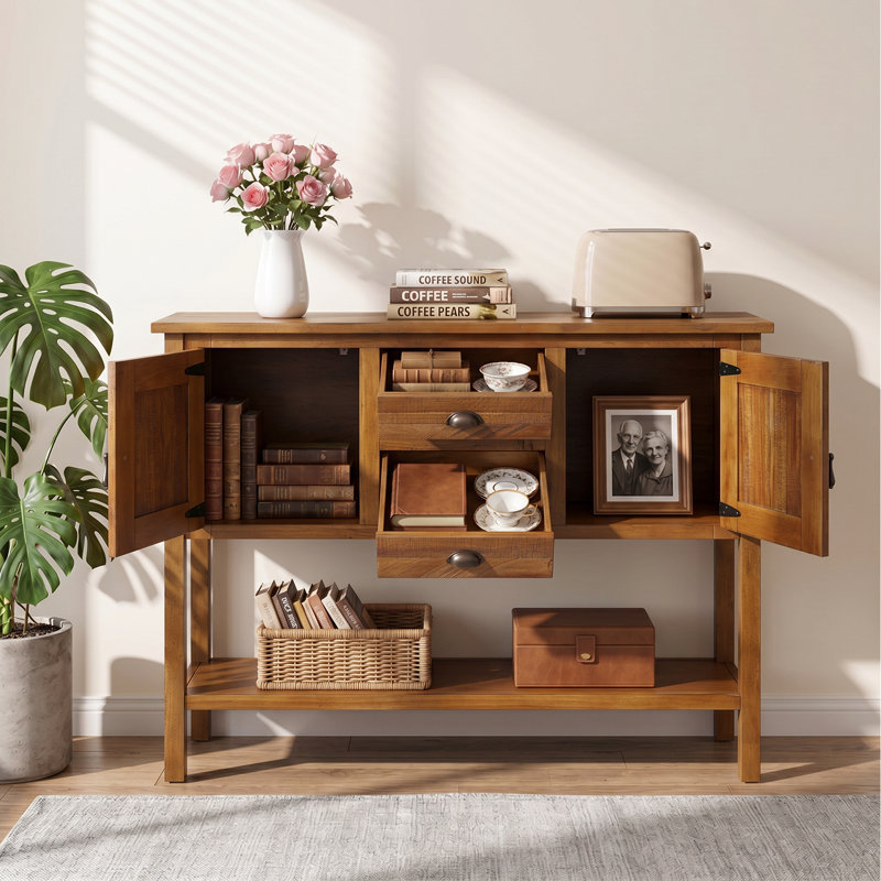Buffet 46 po avec 2 tiroirs de rangement Farmhouse, Brown