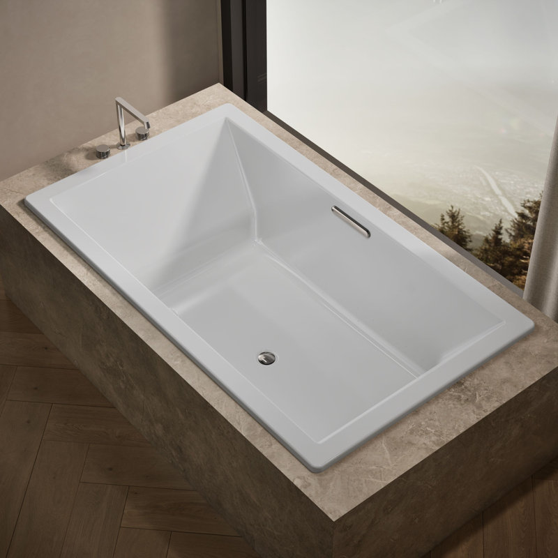 Baignoire de massage à bulles avec drain central 72 "x 42" avec drain central, Blanc