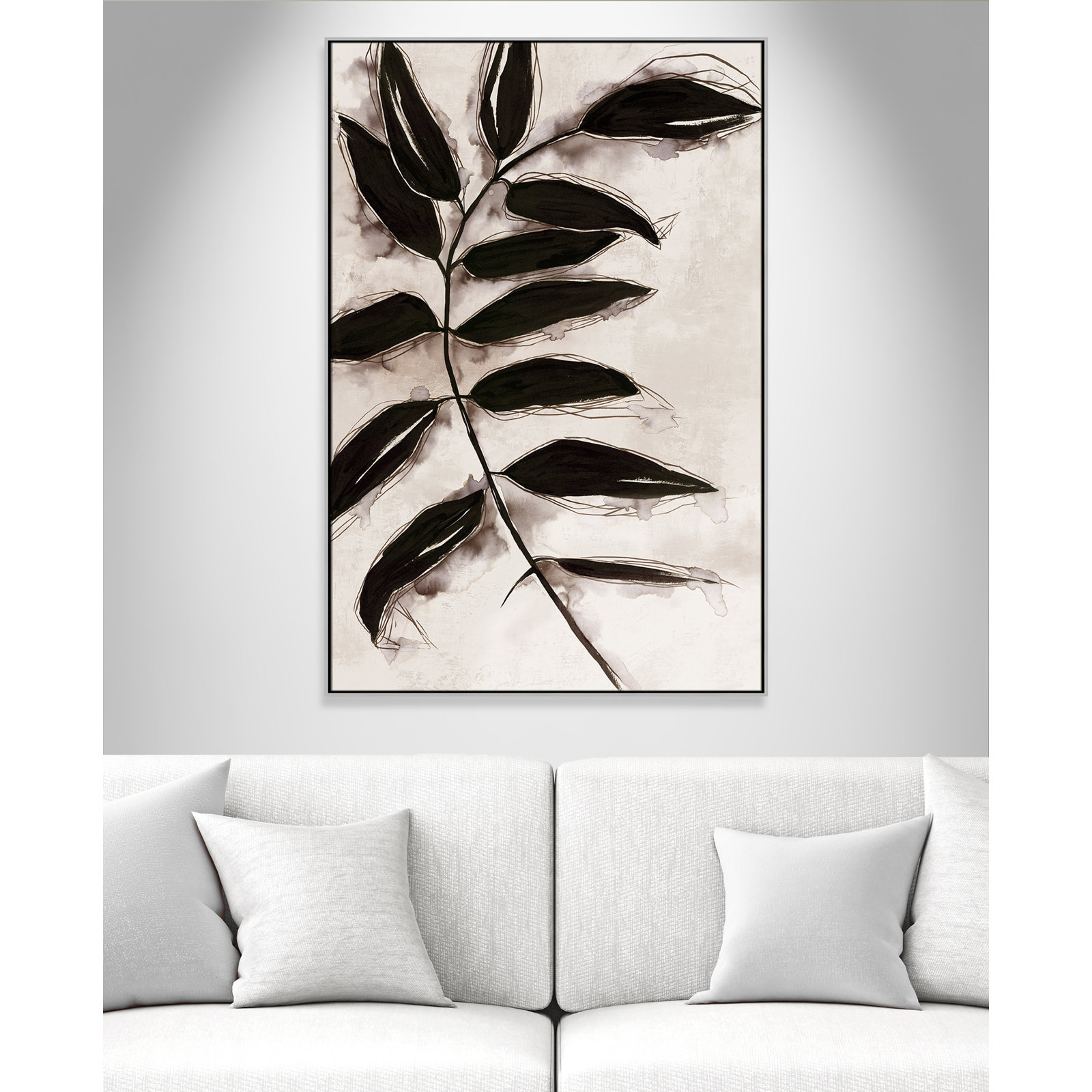 Leaves II by Eva Watts, 61.5" H x 41.5" W x 2" D, Silver Framed