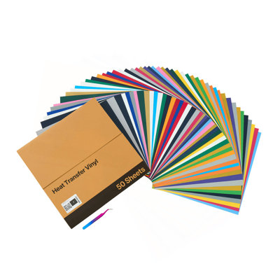Heat Transfer Vinyl HTV Iron On Vinyl Bundle 50 Pack 12 X 12 In Multicolor