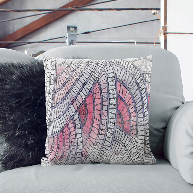 Mosaic Circles Cushion with Filling, Stone, 55cm H x 55cm W x 20cm D