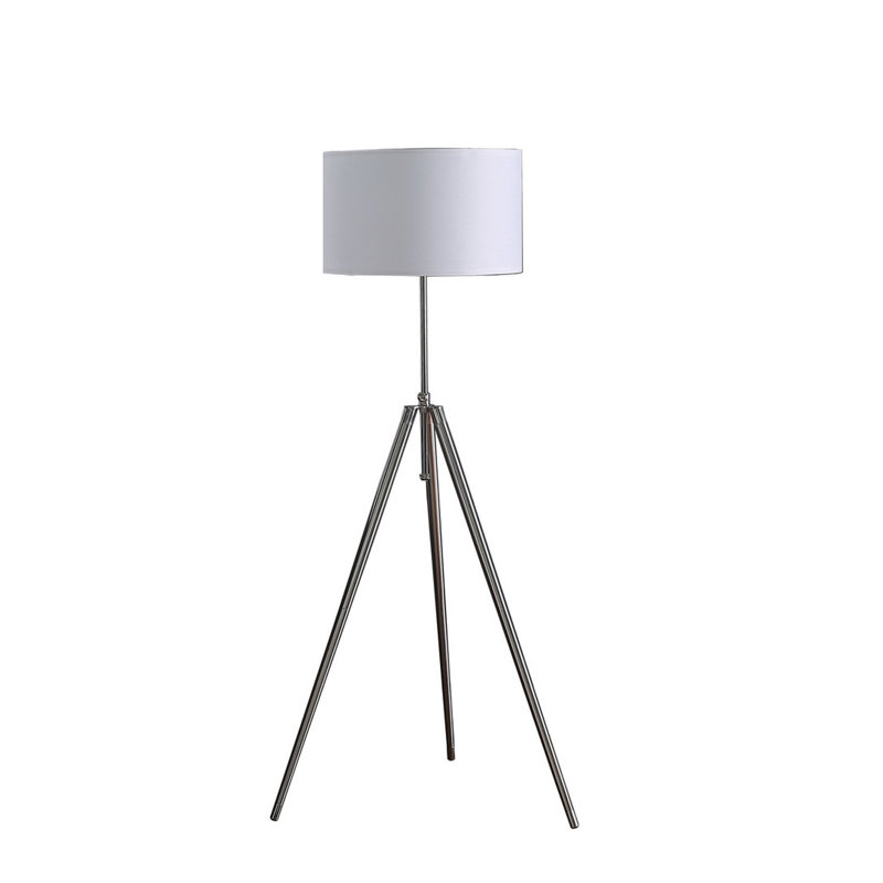 Lampe trépied réglable 64 po - 47 po Mid-Century en chrome / métal argenté