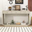 Console élégante en bois moderne avec pieds et tiroirs courbés-1282828457