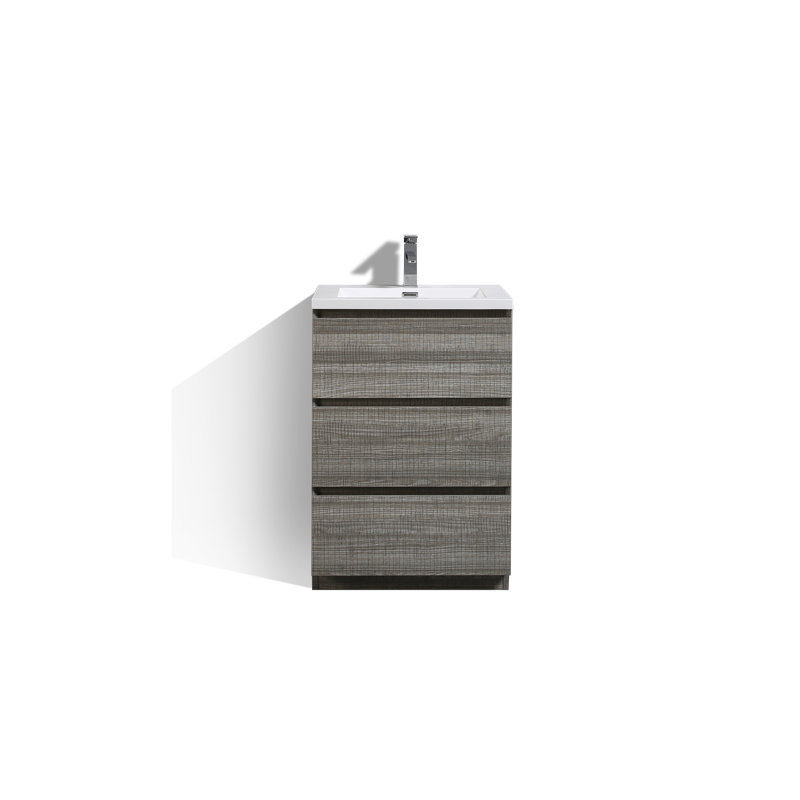 Hargrave 23.5'' Single Bathroom Vanity Base Only, High Gloss Ash Gray