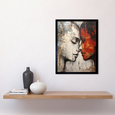 Affection Painting Red Bold Blue Gay Lovers Women Love - Single Picture Frame Print
