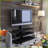 TV Furniture, Modern Black Tempered Glass Swivel TV Stand | Fits 32-65 Inches | Black | Glass