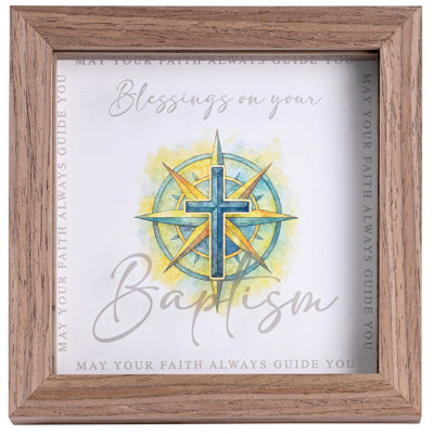 Framed Art Blue Cross Blessing Baptism