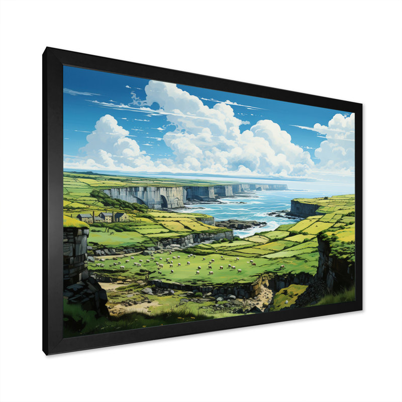 " Ireland Emerald Isle This IV ", Cadre simple noir, H 34 po x l 44 po x P 1,5 po