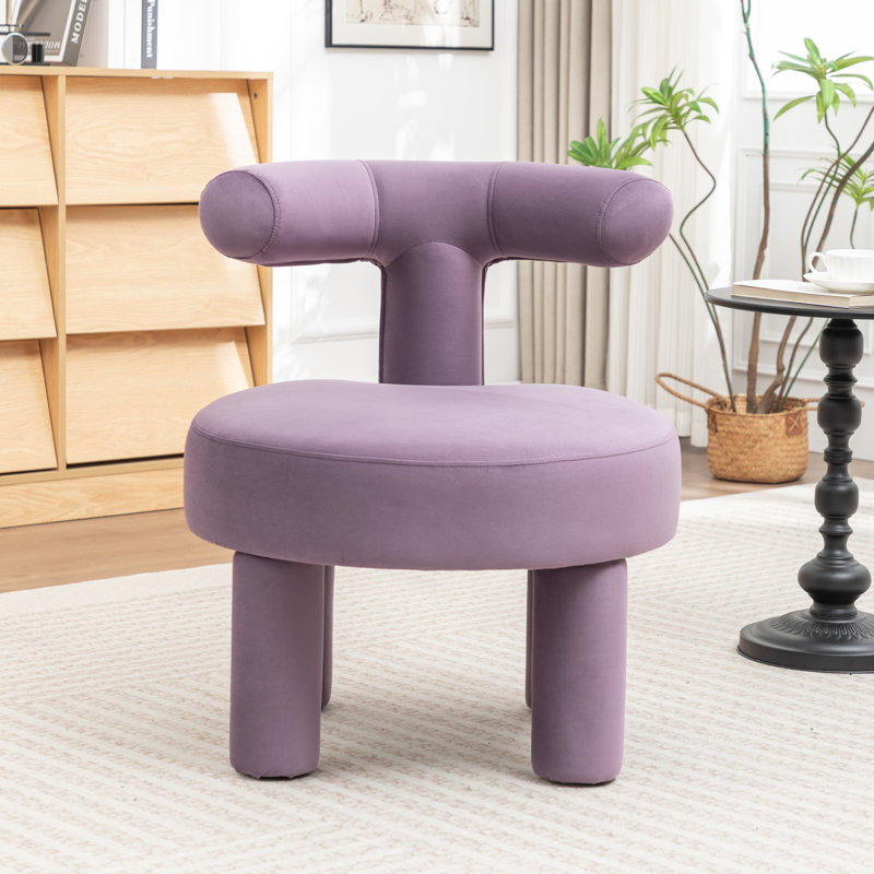 Fauteuil demi-tonneau en velours Bula, Mauve