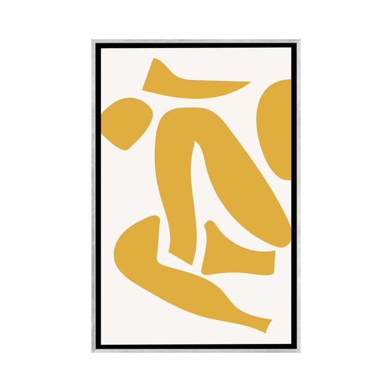 « Déconstruit jaune » par Mambo art studio-impression, H 60 po x l 40po x P 1,5 po, Pas de tapis, Toile avec cadre argenté