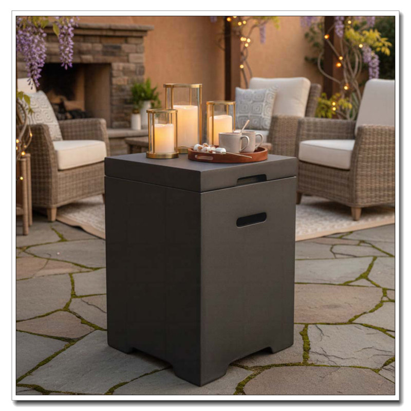 Propane Tank Cover Table, Outdoor Cylinder Hideaway Table for Gas Fire Pit and Gas Griddle, Outdoor Side Table for Fire Pit